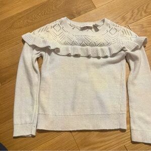 Place Cream Sweater with Lace and Ruffle